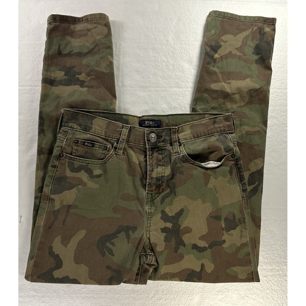 Polo Ralph Lauren Boys Size 14 27x26 Green‎ Camo Military Cargo Pants